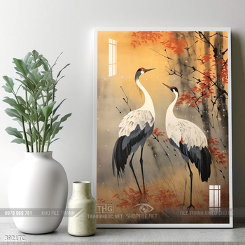 Tranh hoa mẫu đơn và chim công