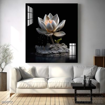 Tranh trang trí phòng khách cá chép hoa sen