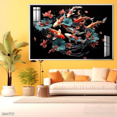 Tranh cá chép hoa sen treo tường mang nhiều ý nghĩa