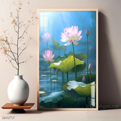 Tranh cá chép hoa sen nghệ thuật hiện đại