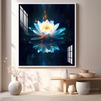 Tranh cá chép hoa sen nghệ thuật hiện đại