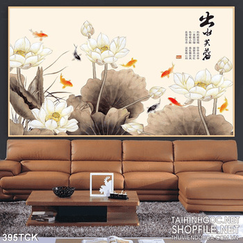 Tranh hoa sen, cá chép