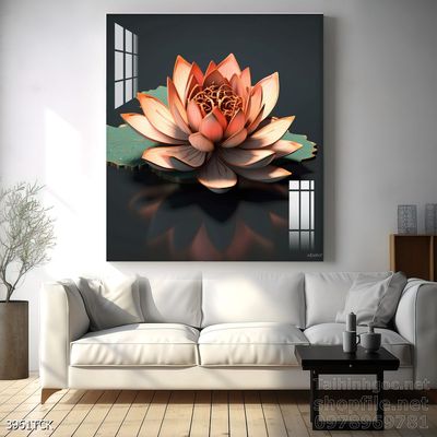 Tranh trang trí phòng khách cá chép hoa sen