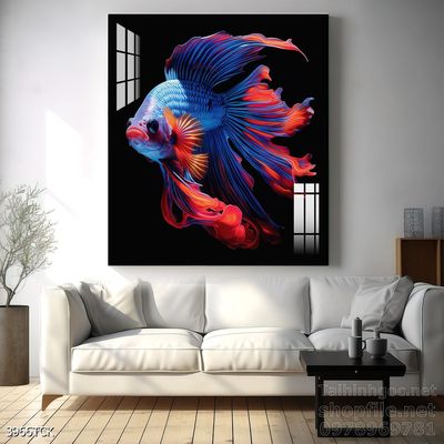 Tranh cá chép hoa sen nghệ thuật hiện đại