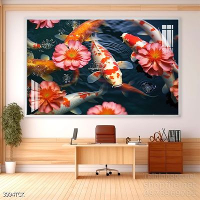 Tranh cá chép hoa sen treo tường mang nhiều ý nghĩa