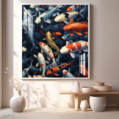 File tranh cá chép hoa sen mẫu mới nhất