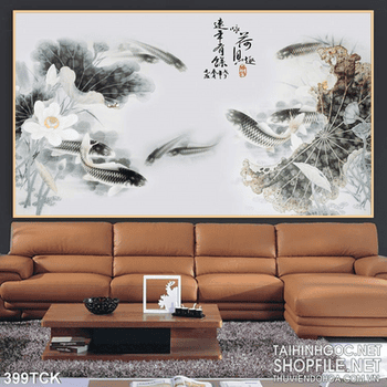 Tranh hoa sen, cá chép