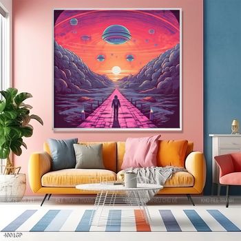 Tranh phi hành gia decor tường nhà