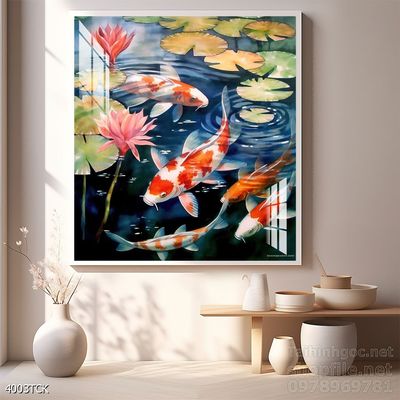 Tranh cá chép hoa sen treo tường mang nhiều ý nghĩa
