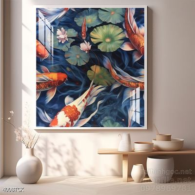 Tranh cá chép hoa sen