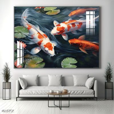 Tranh cá chép hoa sen đẹp mang nhiều ý nghĩa