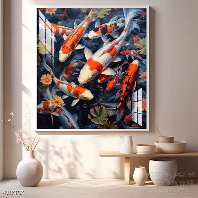 Tranh cá chép hoa sen