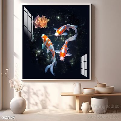 File tranh cá chép hoa sen mẫu mới nhất