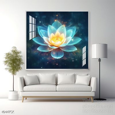 Tranh decor tường phòng khách cá chép hoa sen