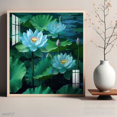 Tranh cá chép hoa sen nghệ thuật hiện đại