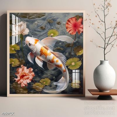 File tranh cá chép hoa sen mẫu mới nhất