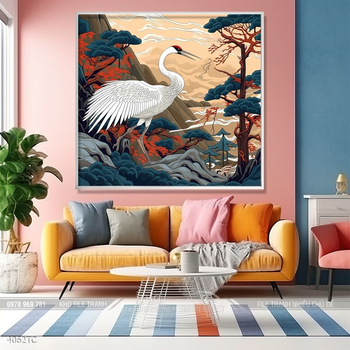 Tranh phong thủy chim công và hoa mẫu đơn rước may mắn vào nhà