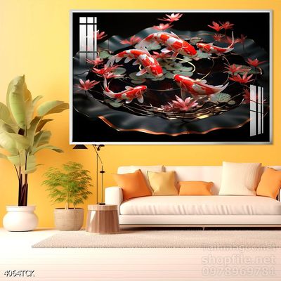 Tranh cá chép hoa sen cực đẹp