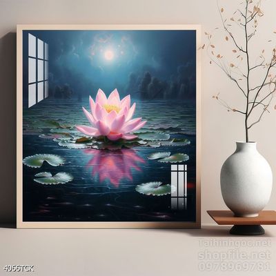 Mẫu tranh decor tường cá chép hoa sen