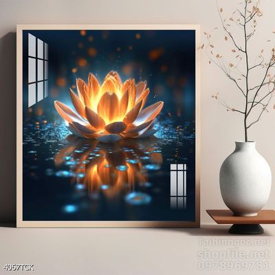 Tranh trang trí phòng khách cá chép hoa sen