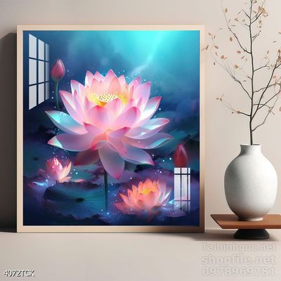 Tranh cá chép hoa sen nghệ thuật hiện đại