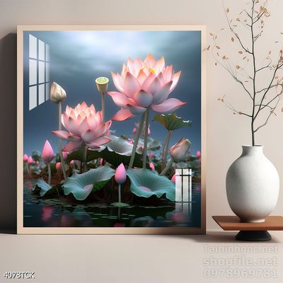 Tranh cá chép hoa sen