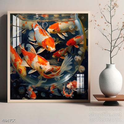 Tranh cá chép hoa sen treo tường mang nhiều ý nghĩa