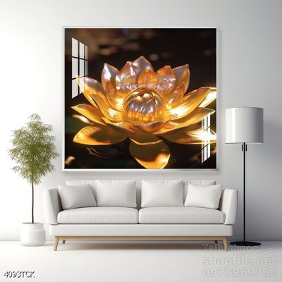 Tranh trang trí phòng khách cá chép hoa sen