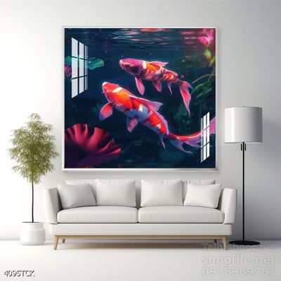 Tranh cá chép hoa sen đẹp mang nhiều ý nghĩa