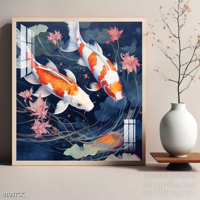 Tranh cá chép hoa sen