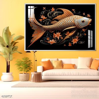 Tranh cá chép hoa sen treo tường mang nhiều ý nghĩa