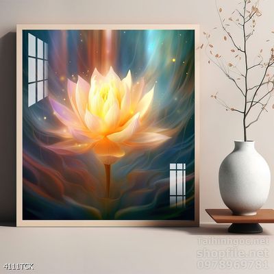 Tranh trang trí phòng khách cá chép hoa sen