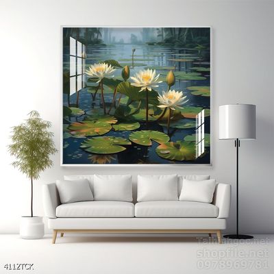 File tranh cá chép hoa sen mẫu mới nhất