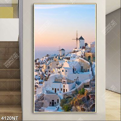 Tranh thành phố đón hoàng hôn