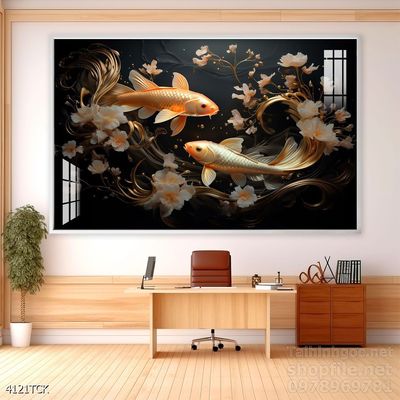 File tranh cá chép hoa sen mẫu mới nhất