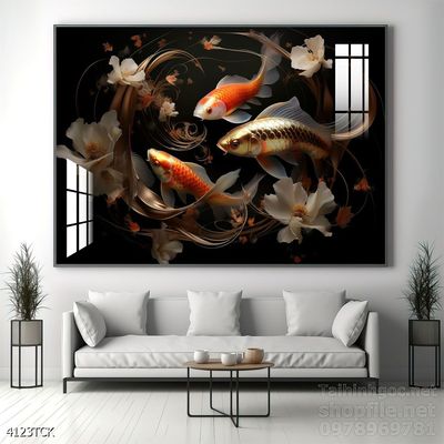 Tranh cá chép hoa sen