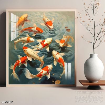 File tranh cá chép hoa sen mẫu mới nhất