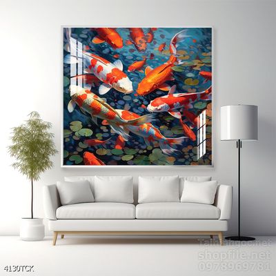 Tranh cá chép hoa sen đẹp mang nhiều ý nghĩa