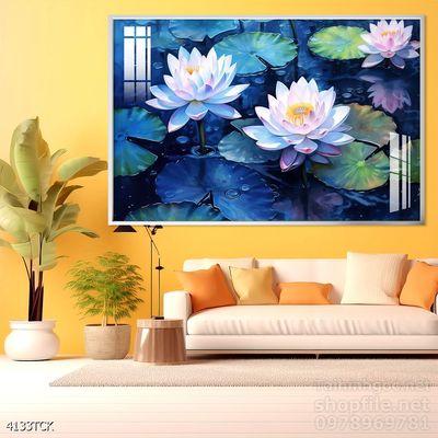 Tranh cá chép hoa sen nghệ thuật hiện đại