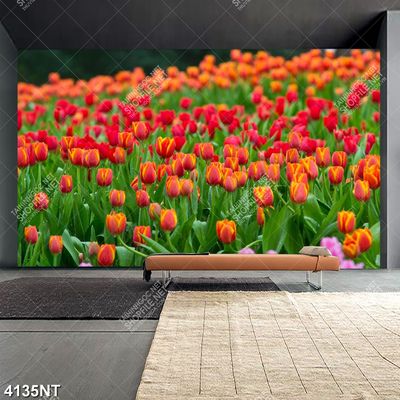 Tranh cánh đồng hoa tulip nghệ thuật