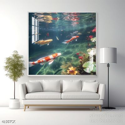 File tranh cá chép hoa sen mẫu mới nhất