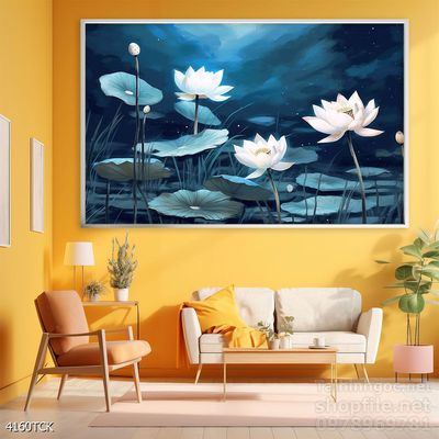 Tranh cá chép hoa sen nghệ thuật hiện đại