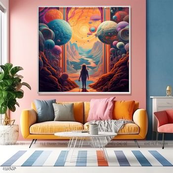 Tranh nghệ thuật phi hành gia treo trang trí tường