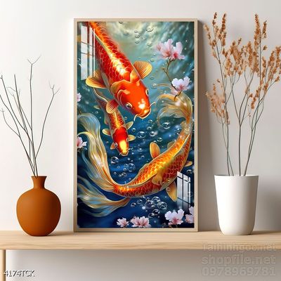 File tranh cá chép hoa sen mẫu mới nhất
