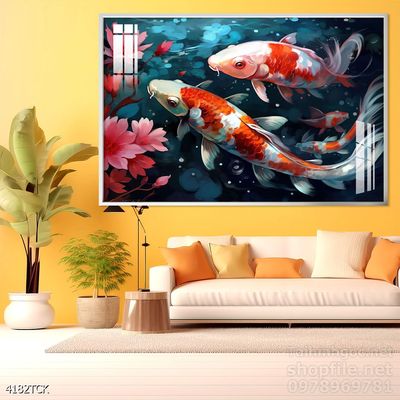 File tranh cá chép hoa sen mẫu mới nhất