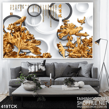 Tranh hoa sen, cá chép điêu khắc gỗ