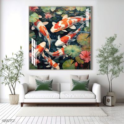 File tranh cá chép hoa sen mẫu mới nhất