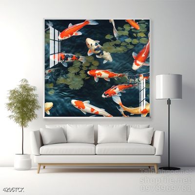 Tranh cá chép hoa sen treo tường mang nhiều ý nghĩa