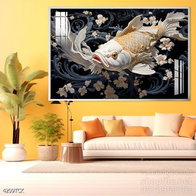 File tranh cá chép hoa sen mẫu mới nhất