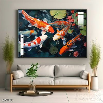 Tranh cá chép hoa sen cực đẹp